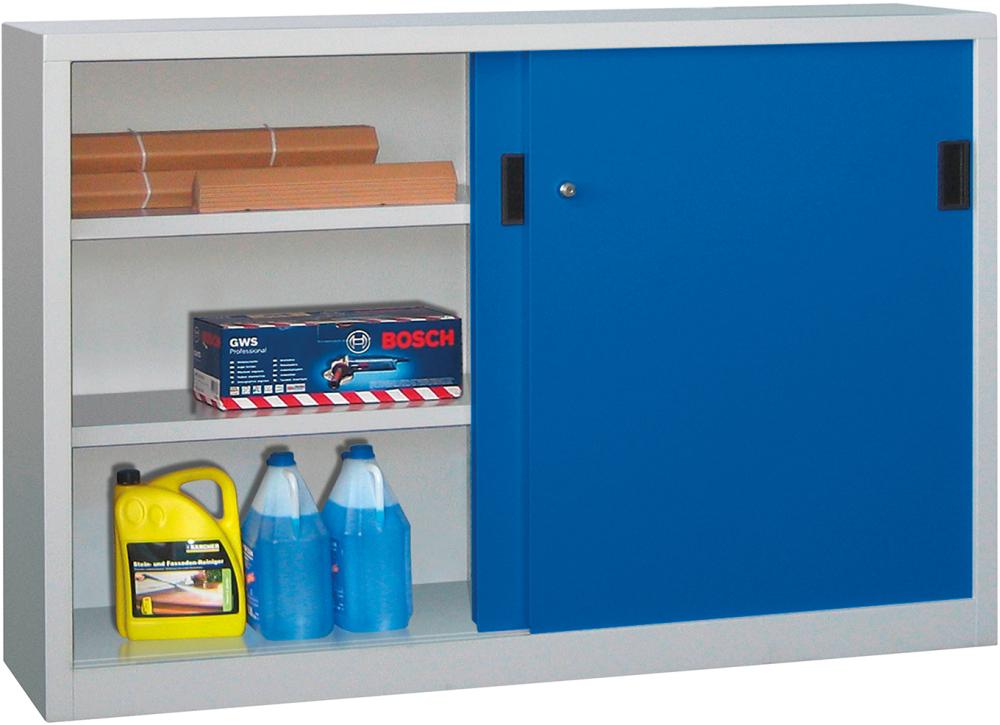 Produktbild von PAVOY Schwerlast-Schiebetürenschrank 1000/400/1500 gepulvert RAL 7035/501 30330-150-401-735512 4053569848879