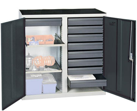 Produktbild von Stumpf Werkzeugschrank S3000 RAL 7035/7016 Mitteltrennwand 9 Schublade 2 Wannenböden 3002971 4031068126131