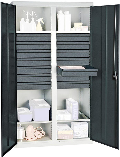 Produktbild von Stumpf Werkzeugschrank S3000 RAL 7035/7016 2 Abteilungen 4 Wannenböden 14 Schubladen 3004471 4031068126513