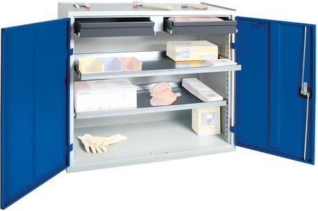 Produktbild von Stumpf Werkzeugschrank B1000xT500xH1000 mm RAL 7035/5010 2 Schubladen 2 Wannen 3007274 4031068143985