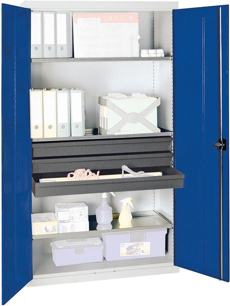 Produktbild von Stumpf Materialschrank 3000 1800x100x500 grau/blau 3 Wannenböden 3008274 4031068145774