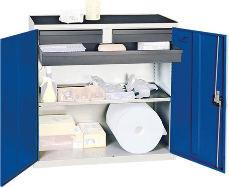 Produktbild von Stumpf Materialschrank 3000 1000x1000x500 grau/blau 2 Schubläden 3007374 4031068147433