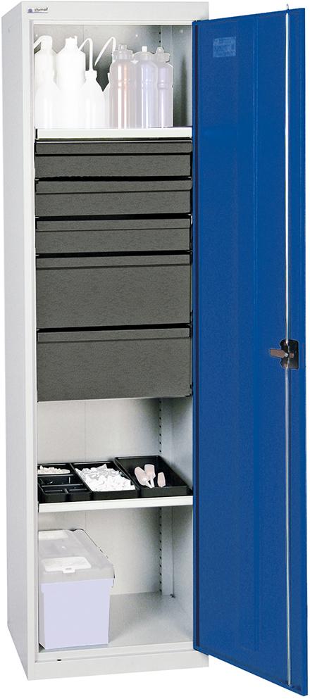 Produktbild von Stumpf Werkzeugschrank S3000 RAL 7035/5010 2 Wannenböden 5 Schubladen 3005674 4031068147464