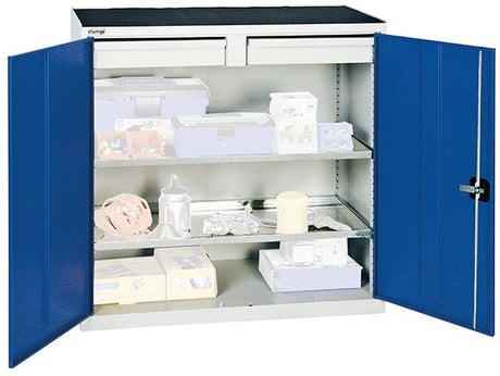 Produktbild von Stumpf Materialschrank 2000 1000x1000x500 grau/blau 2 Schubläden 2007274 4031068148157