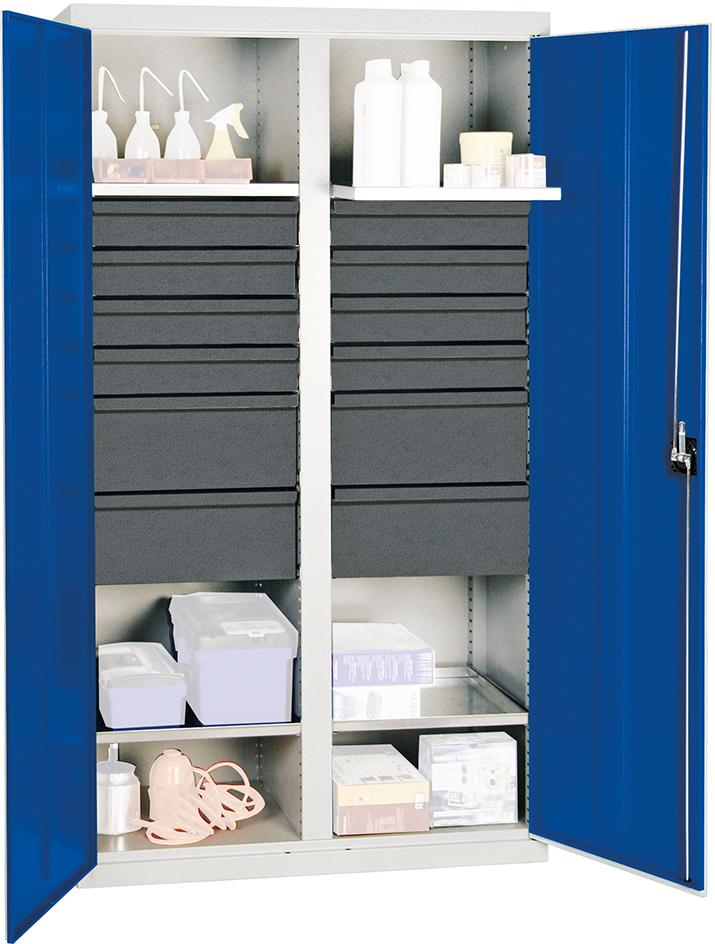 Produktbild von Stumpf Werkzeugschrank S3000 RAL 7035/5010 Mitteltrennwand 12 Sc 4 Wannenböden 3004574 4031068149208