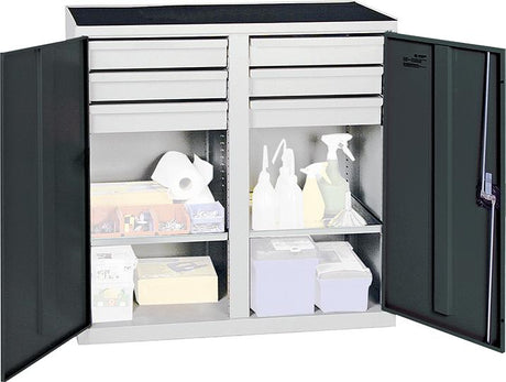 Produktbild von Stumpf Werkzeugschrank S2000 RAL 7035/7016 2 Abteilungen 6 Schubladen 2 Wannenböden 2002671 4031068181086