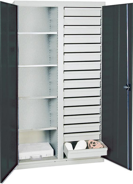 Produktbild von Stumpf Werkzeugschrank S2000 RAL 7035/7016 Mitteltrennwand 16 S 4 Fachböden 2004171 4031068181116