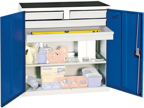 Produktbild von Stumpf Werkzeugschrank S2000 RAL 7035/5010 4 Schubladen 1 Wannenboden 2007474 4031068181925