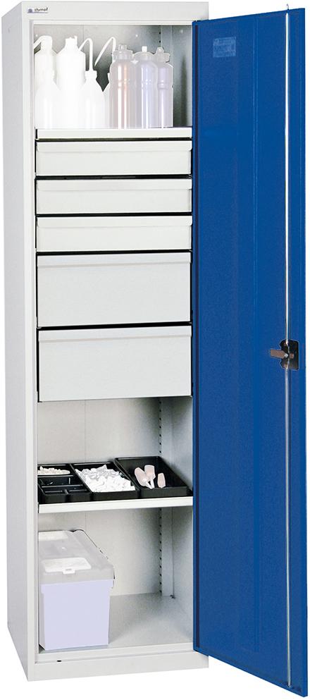 Produktbild von Stumpf Werkzeugschrank S2000 RAL 7035/5010 2 Wannenböden 5 Schubladen 2005674 4031068181987