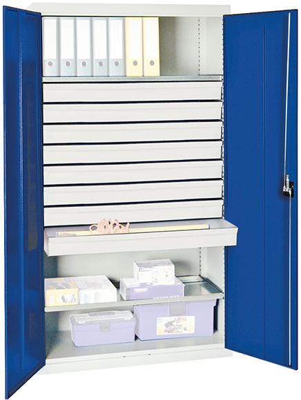 Produktbild von Stumpf Werkzeugschrank S2000 RAL 7035/5010 2 Wannenböden 8 Schubladen 2008174 4031068182045