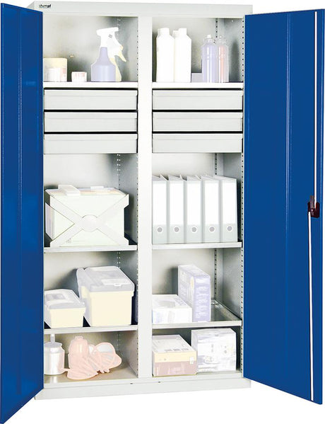 Produktbild von Stumpf Werkzeugschrank S2000 RAL 7035/5010 6 Wannenböden 6 Schubladen 100 mm 2004274 4031068182076