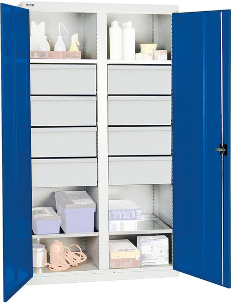 Produktbild von Stumpf Werkzeugschrank S2000 RAL 7035/5010 4 Wannenböden 6 Schubladen 200 mm 2004674 4031068182106