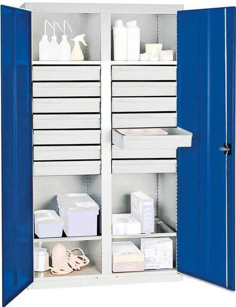Produktbild von Stumpf Werkzeugschrank S2000 RAL 7035/5010 4 Wannenböden 14 Schubladen 100mm 2004474 4031068182137