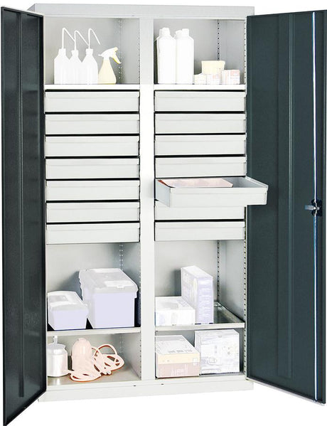 Produktbild von Stumpf Werkzeugschrank S2000 RAL 7035/7016 4 Wannenböden 14 Schubladen 100mm 2004471 4031068182144