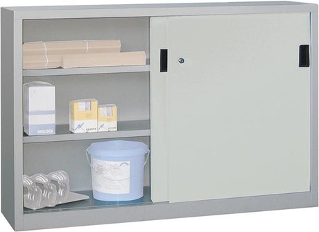 Produktbild von PAVOY Schiebetürenschrank B1500xT600xH1000 mm 4 Böden verzinkt Mittelwand RA 30300-150-600-735 4055479207241