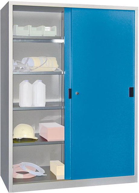 Produktbild von PAVOY Schiebetürenschrank B1500xT600xH1950 mm 8 Böden verzinkt Mittelwand 30302-150-600-735512 4055479259158