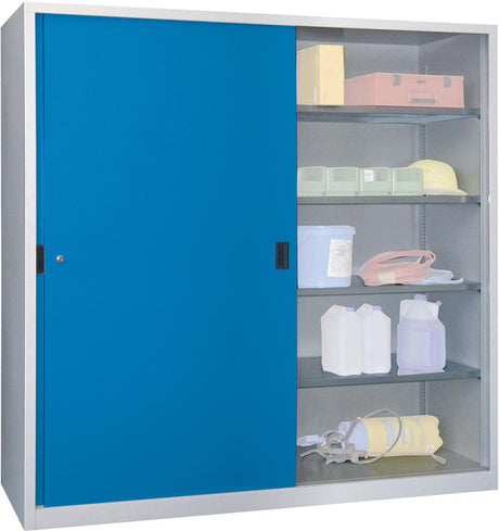 Produktbild von PAVOY Schiebetürenschrank B2000xT400xH1950 mm 8 Böden verzinkt Mittelwand 30302-200-400-735512 4055479262066
