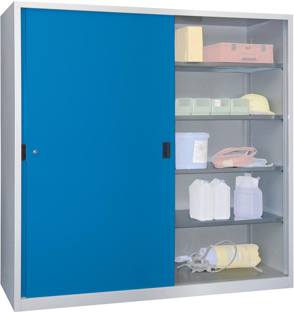 Produktbild von PAVOY Schiebetürenschrank B2000xT600xH1950 mm 8 Böden verzinkt Mittelwand 30302-200-600-735512 4055479267801