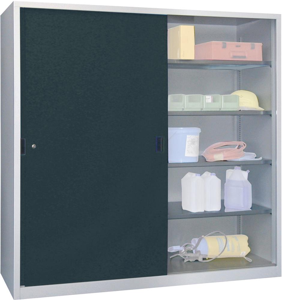 Produktbild von PAVOY Schiebetürenschrank B2000xT600xH1950 mm 8 Böden verzinkt Mittelwand 30302-200-600-735716 4055479267832