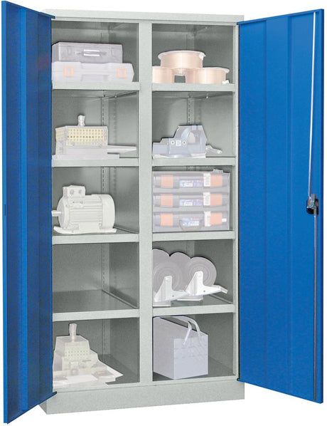 Produktbild von PAVOY Schwerlastschrank 1950/630/1040 Drehgriff mit Trennwand 8 Böden 36366-104-001-735512 4053569849654