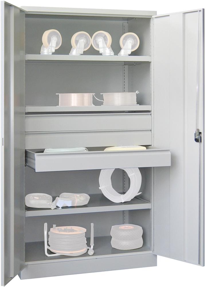 Produktbild von PAVOY Schwerlastschrank mit Türen B1040xT630xH1950 mm 3 FB SL 3 x FH 125 mm 36362-104-003-735 4055479003164