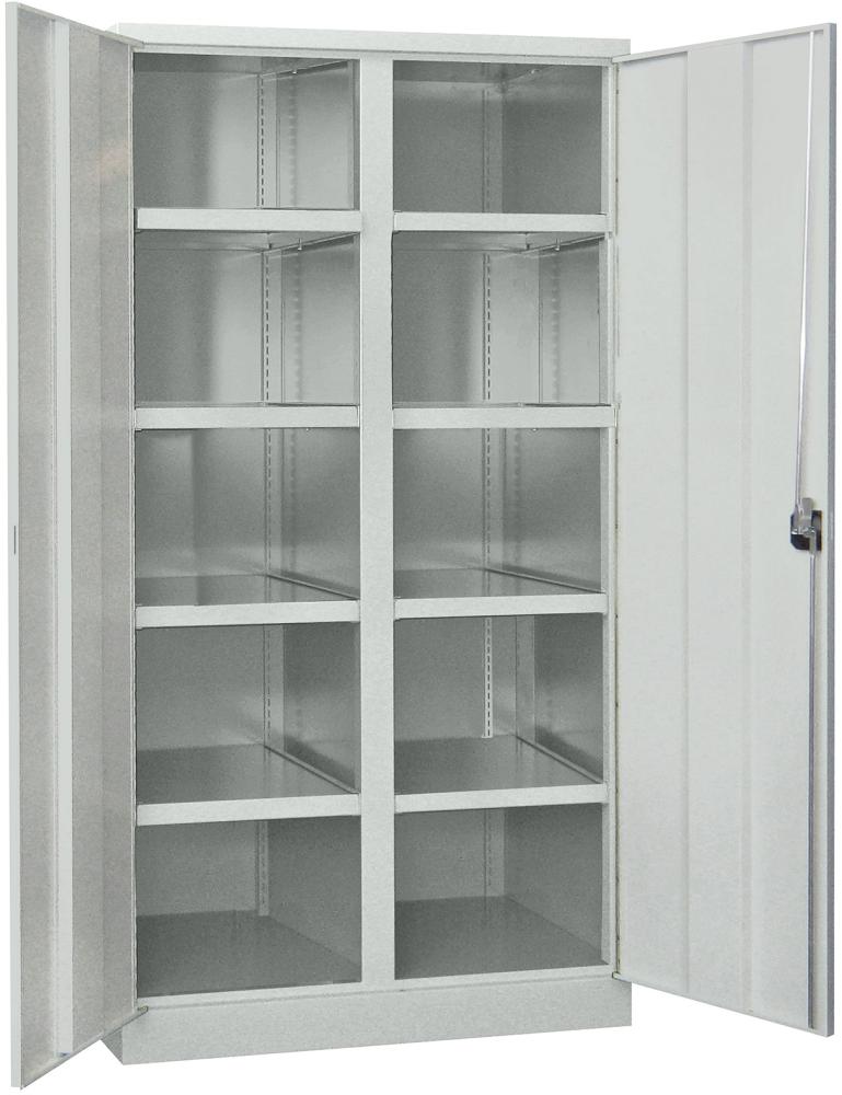 Produktbild von PAVOY Schwerlastschrank mit Türen B1040xT630xH1950 mm 8 Böden RAL 7035 Mitte 36363-104-001-735 4055479003256