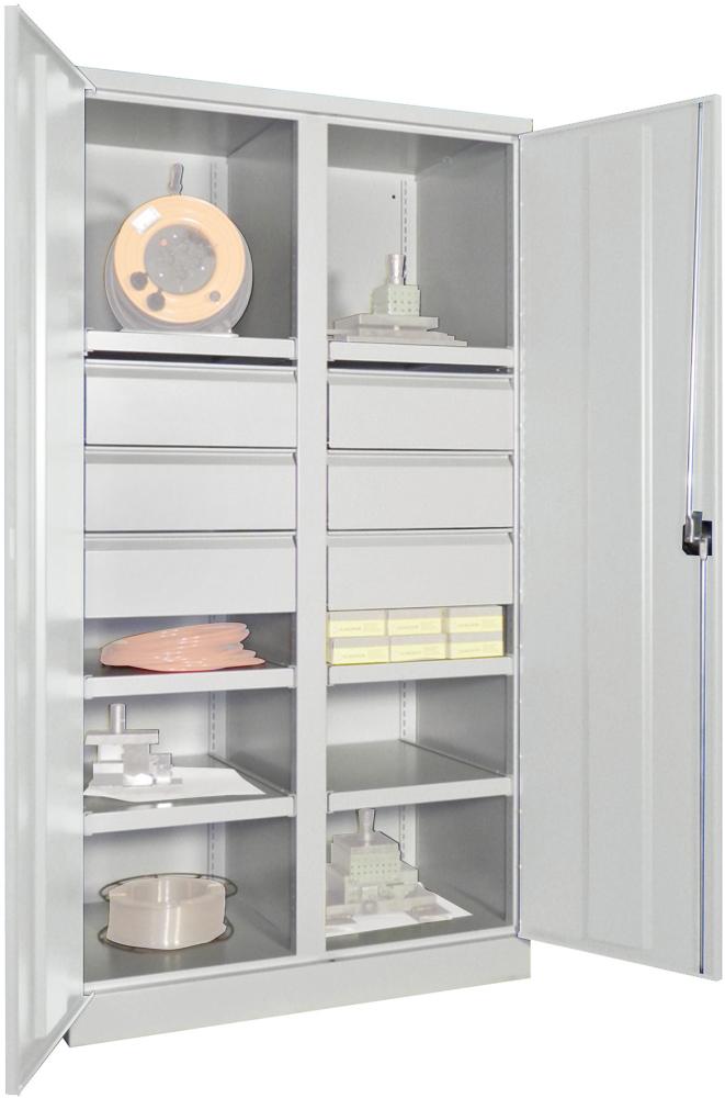 Produktbild von PAVOY Schwerlastschrank mit Türen B1040xT630xH1950 mm 6 FB SL 6 x FH 175 mm 36363-104-002-735 4055479003263