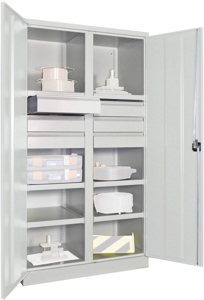 Produktbild von PAVOY Schwerlastschrank mit Türen B1040xT630xH1950 mm 6 FB SL 6 x FH 125 mm 36363-104-003-735 4055479003270