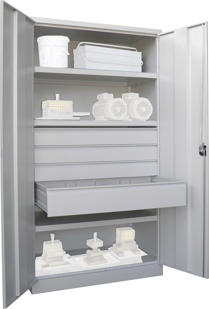 Produktbild von PAVOY Schwerlastschrank mit Türen H1950xB1040xT630 mm 3 FB SL 3xFH 125,1x175 36365-104-004-735 4055955117507
