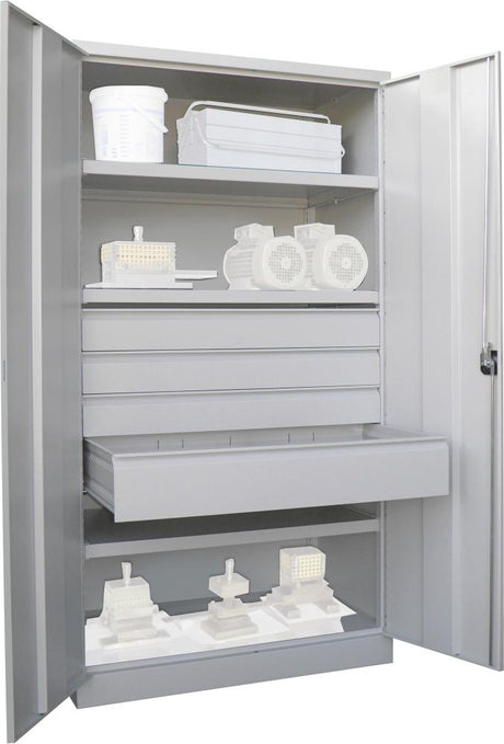 Produktbild von PAVOY Schwerlastschrank mit Türen H1950xB1040xT630 mm 3 FB SL 3xFH 125,1x175 36365-104-004-735 4055955117507
