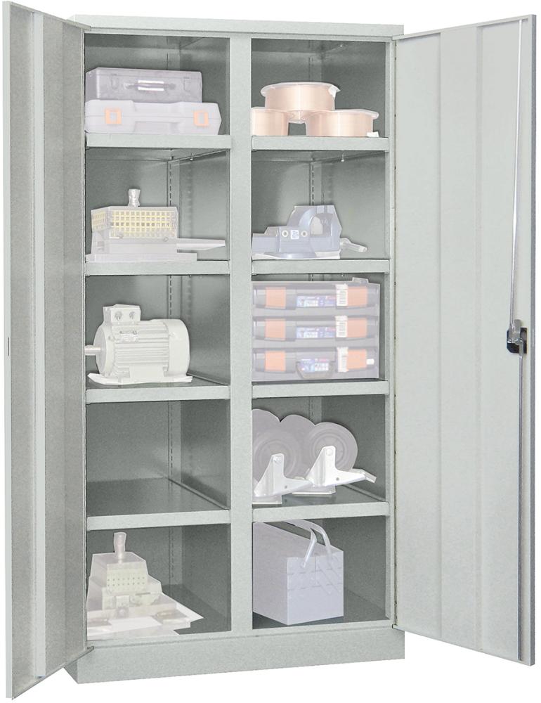 Produktbild von PAVOY Schwerlastschrank mit Türen H1950xB1040xT630 mm 8 Böden RAL 7035 Mitte 36366-104-001-735 4055955117545