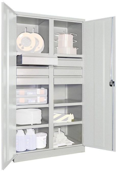Produktbild von PAVOY Schwerlastschrank mit Türen H1950xB1040xT630 mm 6 FB SL 6 x FH 125 mm 36366-104-003-735 4055955117569