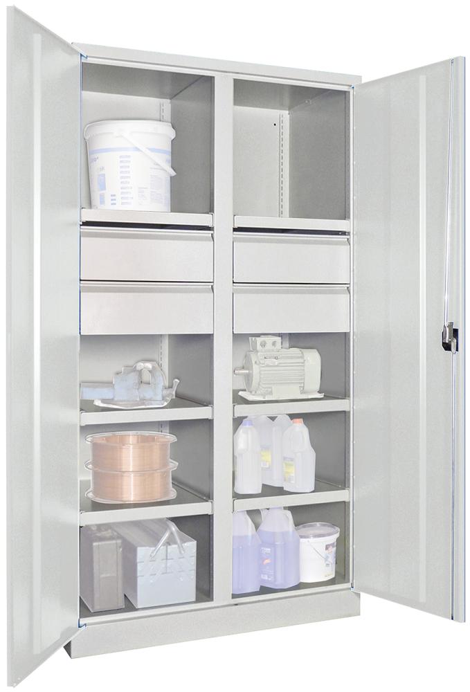 Produktbild von PAVOY Schwerlastschrank mit Türen H1950xB1040xT630 mm 6 FB SL 4 x FH 175 mm 36366-104-007-735 4055955117606