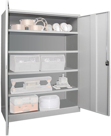 Produktbild von PAVOY Schwerlastschrank mit Türen H1950xB1470xT630 mm 4 Böden RAL 7035 36367-147-014-735 4055955117613