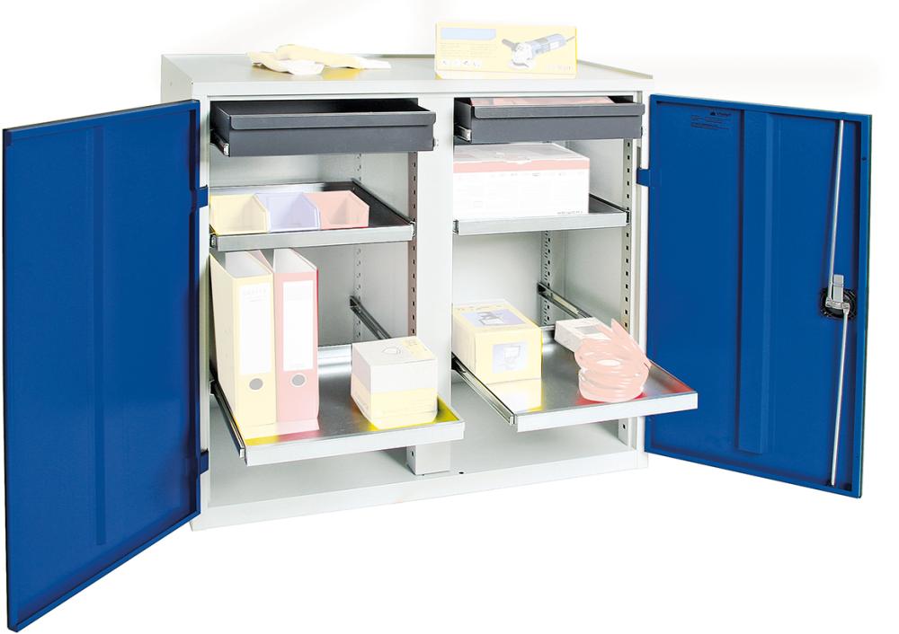 Produktbild von Stumpf Werkzeugschrank B1000xT500xH1000 mm RAL 7035/5010 2 Schubladen 4 Wannen 3002274 4031068147426