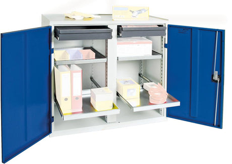 Produktbild von Stumpf Werkzeugschrank B1000xT500xH1000 mm RAL 7035/5010 2 Schubladen 4 Wannen 3002274 4031068147426