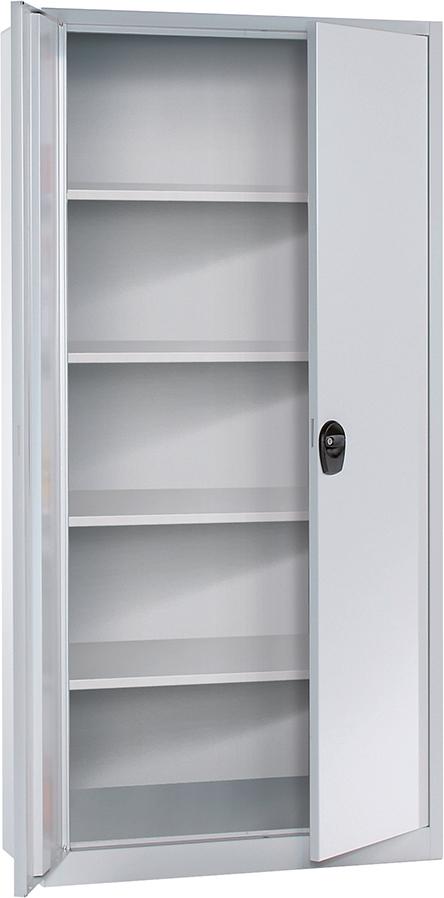 Produktbild von FORUM Flügeltürenschrank 4 Böden lackiert 50kg Traglast H1950xB930xT400mm RAL 7035/ 4260612107 4317784969680