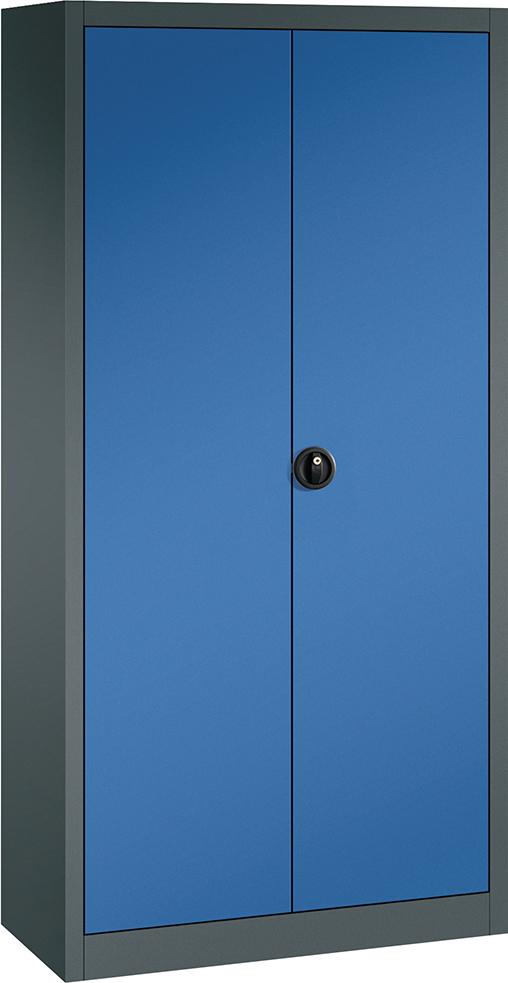 Produktbild von FORUM Flügeltürenschrank 4 Böden 70kg Traglast H1950xB930xT400mm RAL 7016/5010 4260612131 4317784969734