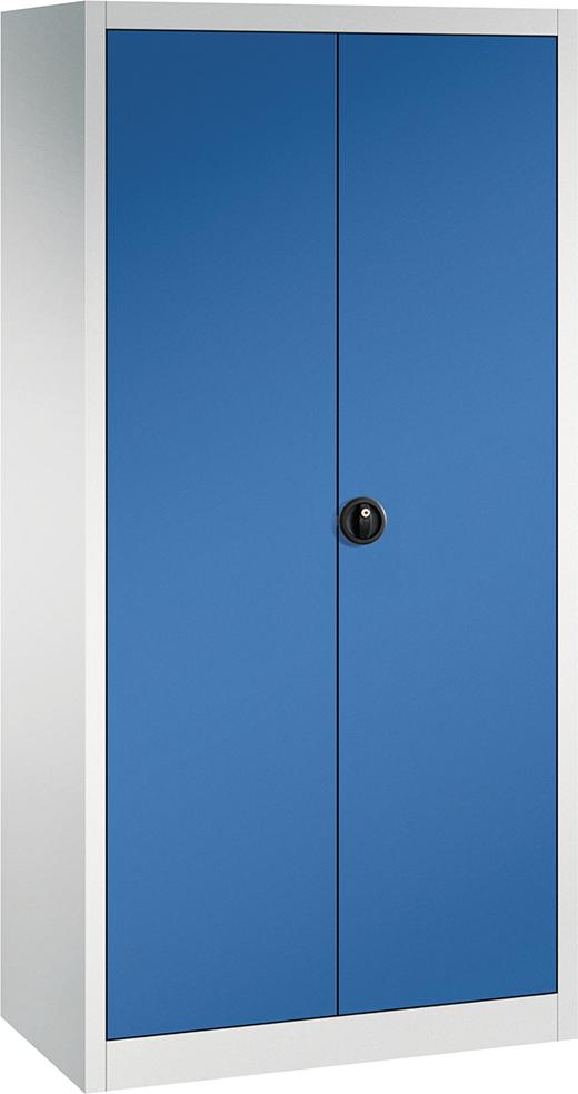 Produktbild von FORUM Flügeltürenschrank 4 Böden 70kg Traglast H1950xB930xT500mm RAL 7035/5010 4260612140 4317784969765