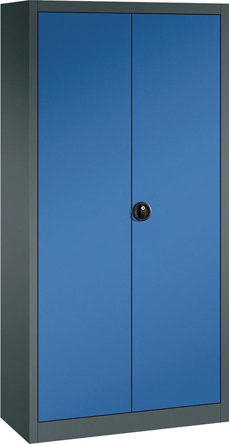 Produktbild von FORUM Flügeltürenschrank 4 Böden 110kg Traglast H1950xB930xT400mm RAL 7016/5010 4260612565 4317784969970