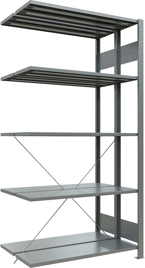 Produktbild von Schulte Steckregal B1000xT2x500xH2000 mm Anbaufeld 5 Böden grau Fachlast 250kg 32165-A 4004514292223