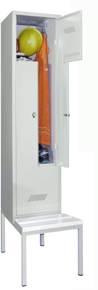 Produktbild von PAVOY Z-Garderobenschrank weiß mit Sitzbank 2-teilig Dreh 735 60263-212-022-735 4055955166789