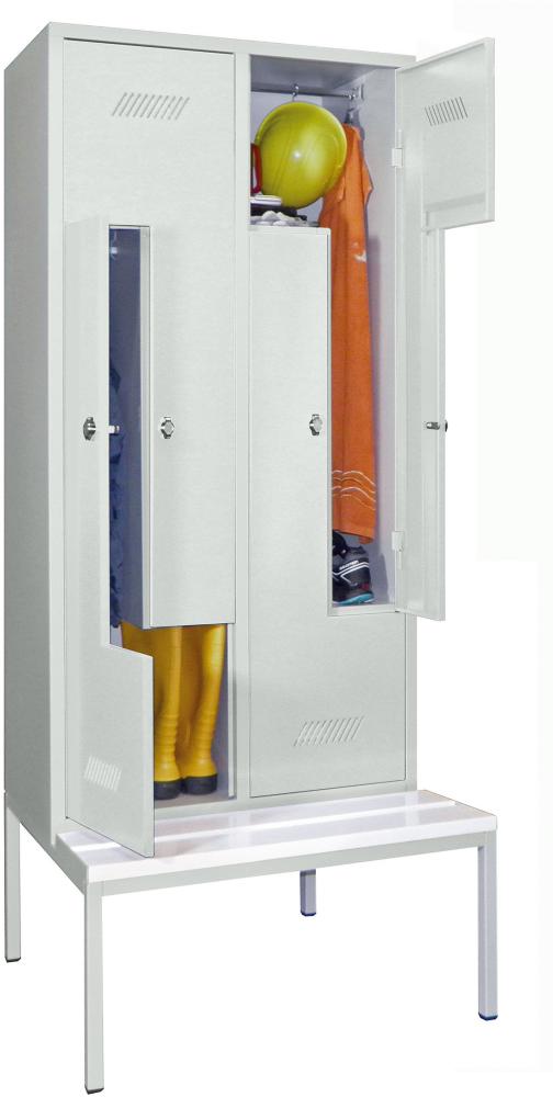 Produktbild von PAVOY Z-Garderobenschrank weiß mit Sitzbank 4-teilig Dreh 735 60263-412-022-735 4055955166826