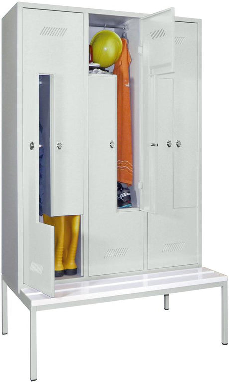 Produktbild von PAVOY Z-Garderobenschrank weiß mit Sitzbank 6-teilig Dreh 735 60263-612-022-735 4055955166864