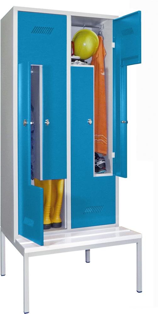 Produktbild von PAVOY Z-Garderobenschrank weiß mit Sitzbank 4-teilig Dreh 735512 60263-412-022-735512 4055955185094