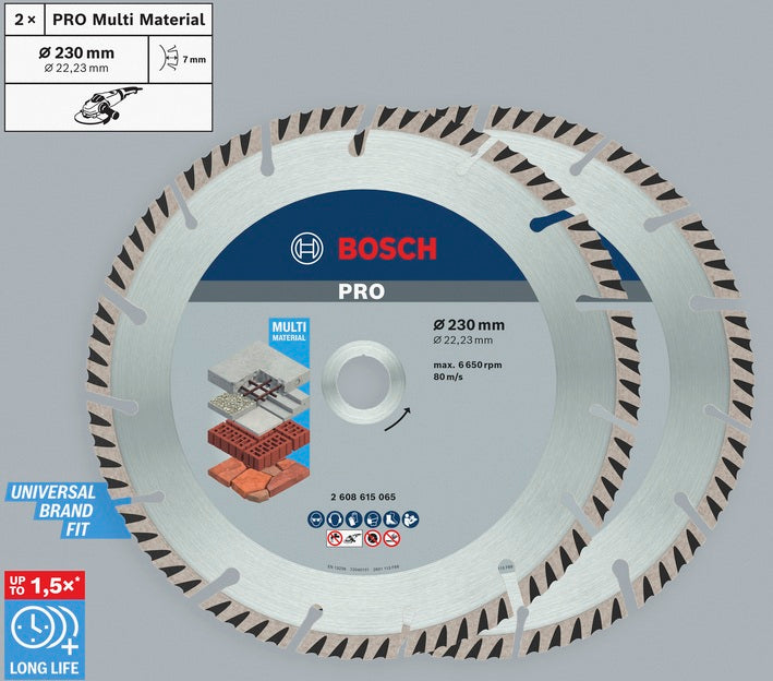 PRO Multi Material Diamant-Trennscheibe 230 x 22,23 mm Twin-Pack (2 Stück)