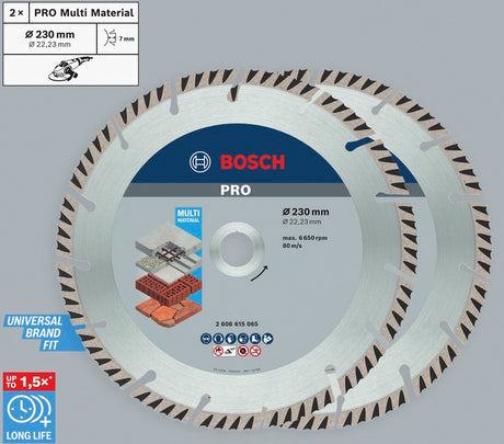 PRO Multi Material Diamant-Trennscheibe 230 x 22,23 mm Twin-Pack (2 Stück)