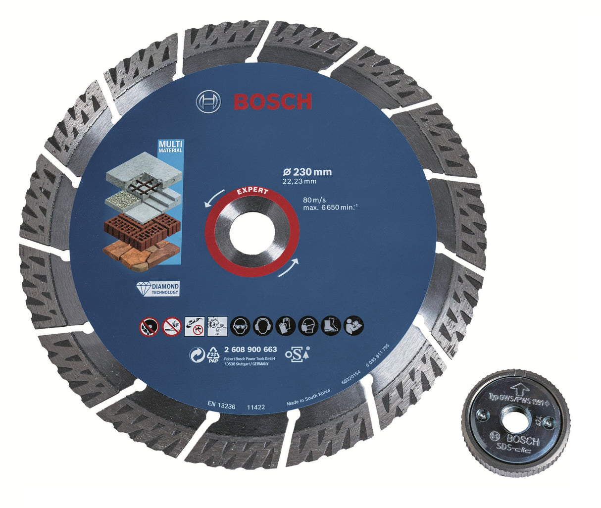 Produktbild von EXPERT Multi Material Diamant-Trennscheibe 230 x 22,23 mm inkl. SDS-Clic Schnellspannmutter