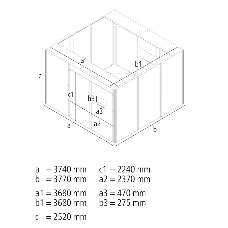 Laserschweißzelle modular 3740x3770x2520 mm mit Dach
