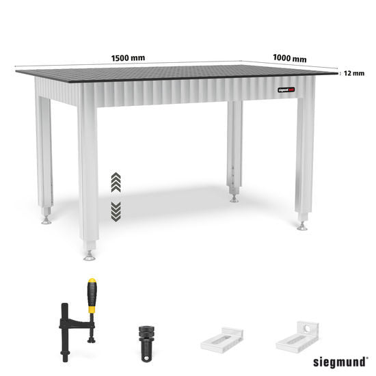 Siegmund Werkbank 1,5 Meter x 1 Meter mit Zubehör im SET zum Schweißen und für allgemeine Metallbau-Arbeiten